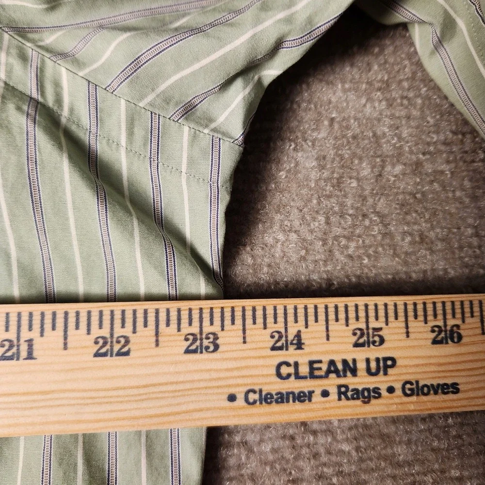 Ralph Lauren Button Down Shirt Mens L‎ Green Striped Long Sleeve Excellent Pony